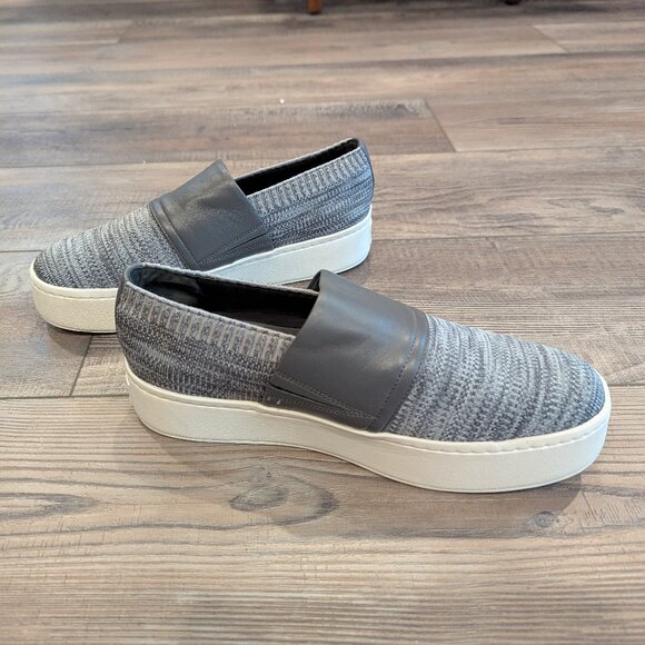 Vince Women's Ward Knit Slip-On Comfortable Platform Sneaker in Space Gray 7.5 - Picture 2 of 7